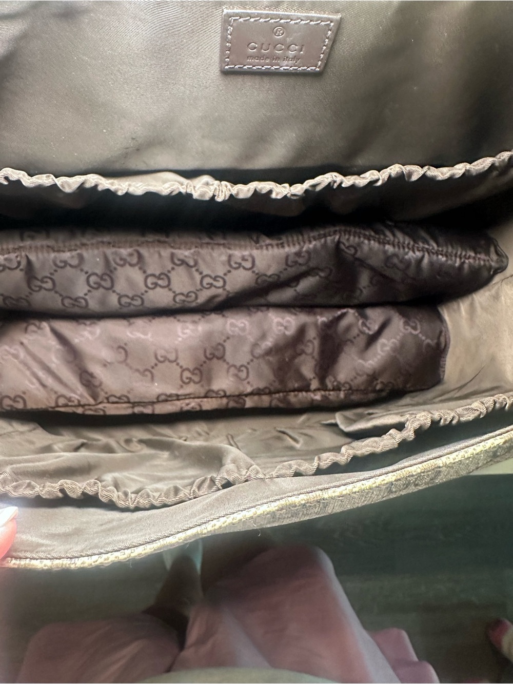 Gucci Beige Monogram Messenger Bag with Brown Strap - Picture 5 of 8